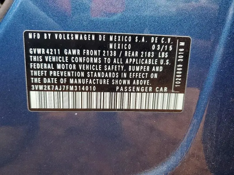 2015 VOLKSWAGEN JETTA BASE  