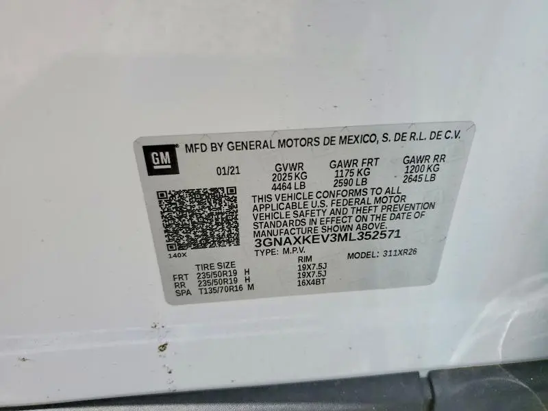 2021 CHEVROLET EQUINOX LT  