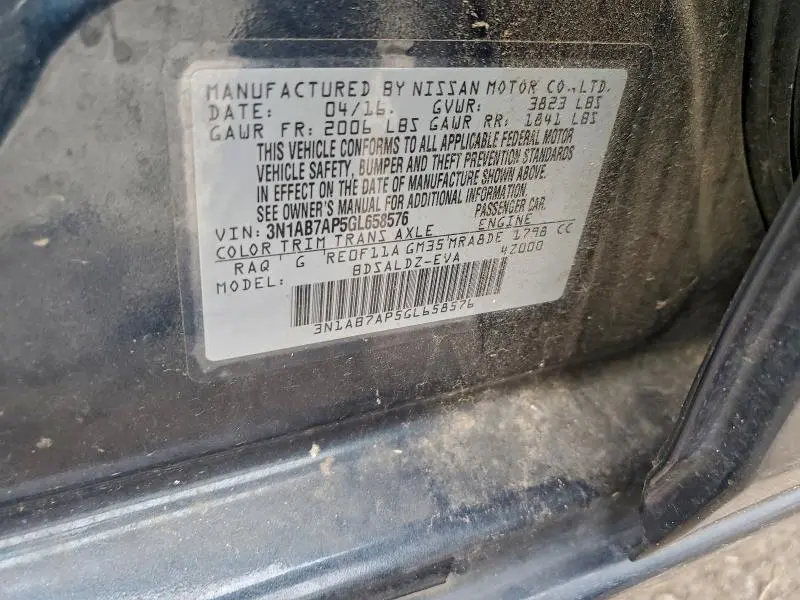 2016 NISSAN SENTRA S  