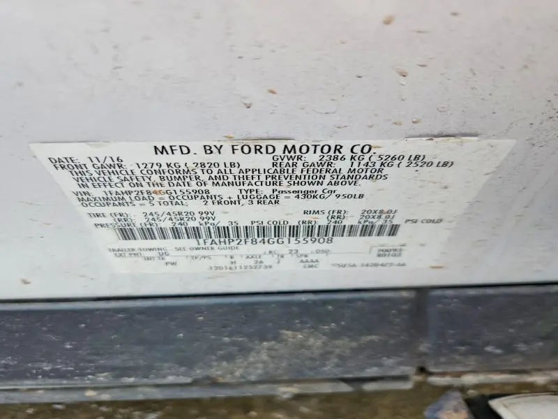 2016 FORD TAURUS LIMITED  