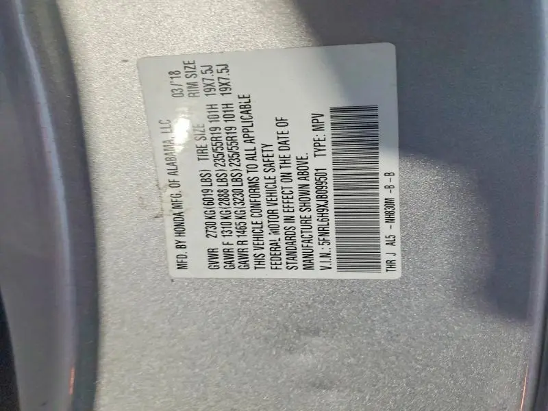 2018 HONDA ODYSSEY ELITE  