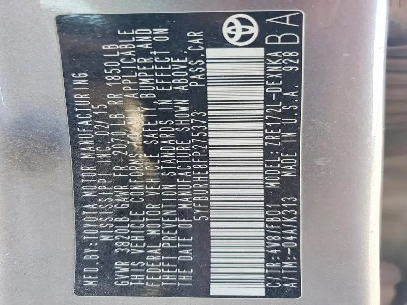 2015 TOYOTA COROLLA LE PLUS  