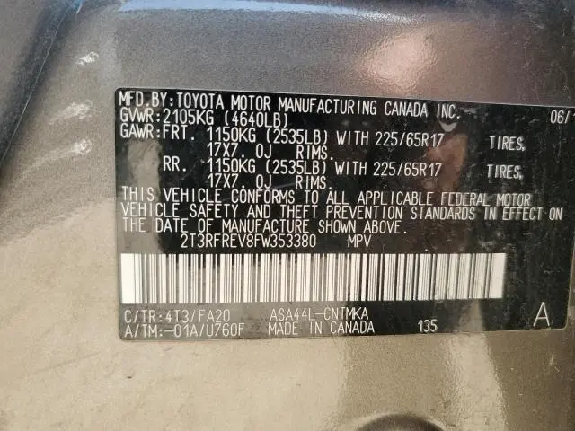 2015 TOYOTA RAV4 XLE  