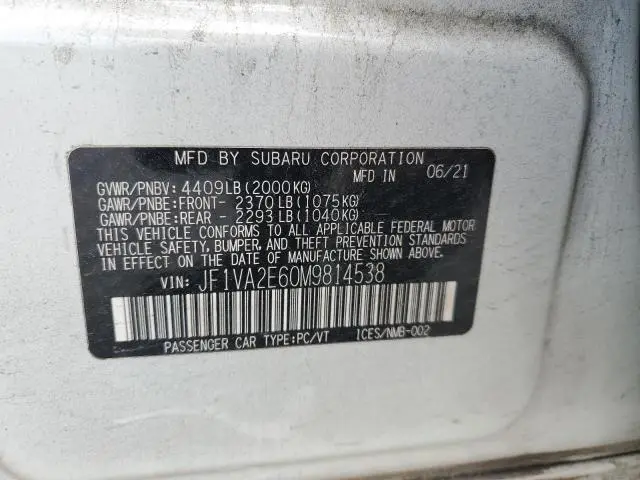 2021 SUBARU WRX STI
