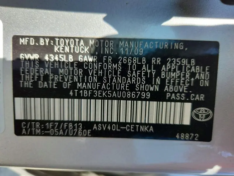 2010 TOYOTA CAMRY LE  