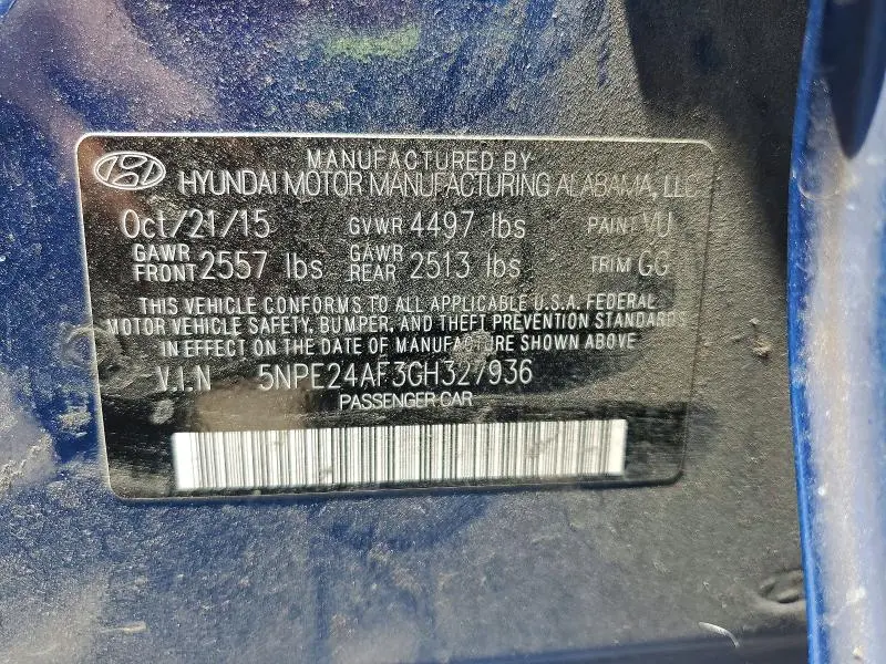 2016 HYUNDAI SONATA   