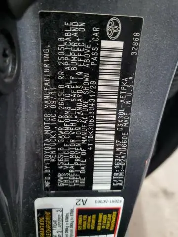 2011 TOYOTA AVALON BASE  