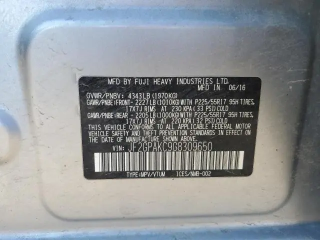 2016 SUBARU CROSSTREK LIMITED  