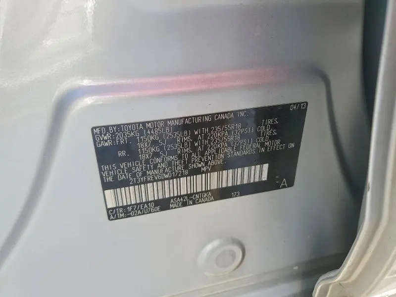 2013 TOYOTA RAV4 LIMITED  