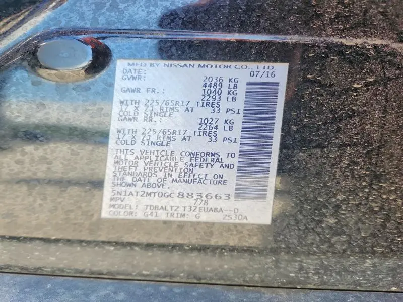 2016 NISSAN ROGUE SV  