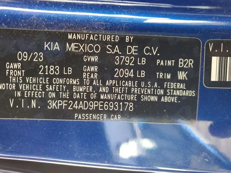 2023 KIA FORTE LXS  