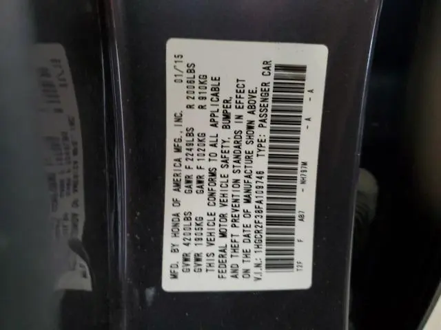 2015 HONDA ACCORD LX  