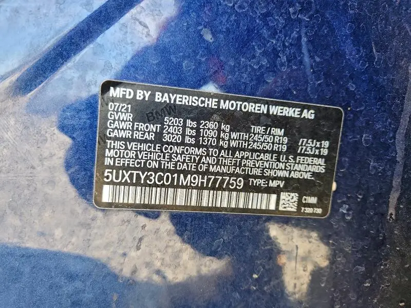 2021 BMW X3 SDRIVE30I  