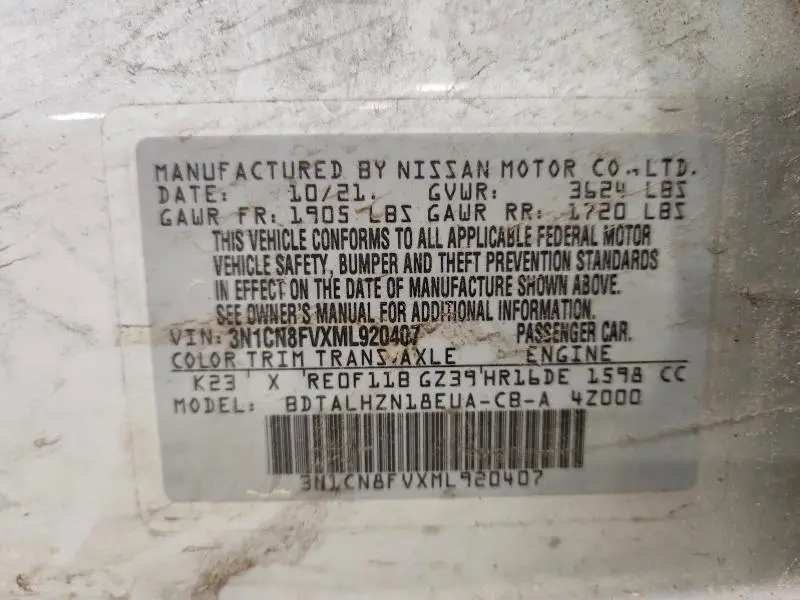 2021 NISSAN VERSA SR  