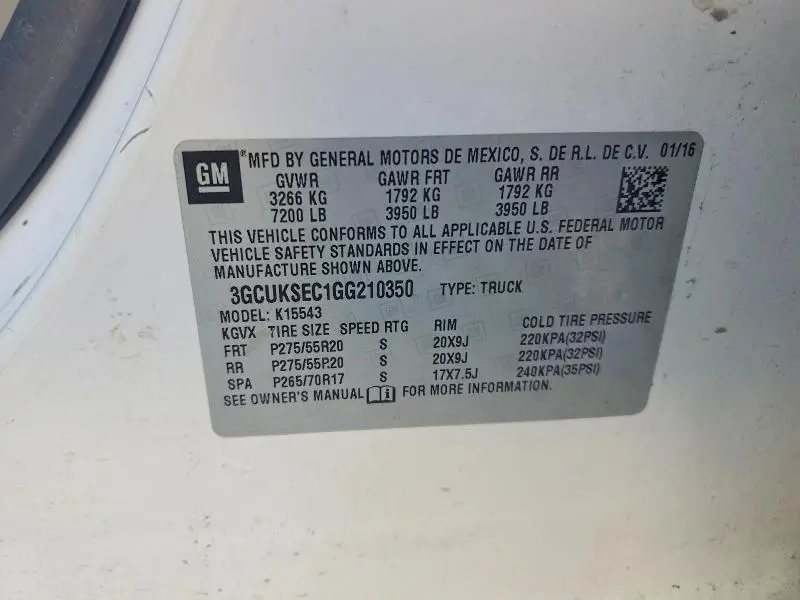 2016 CHEVROLET SILVERADO K1500 LTZ  