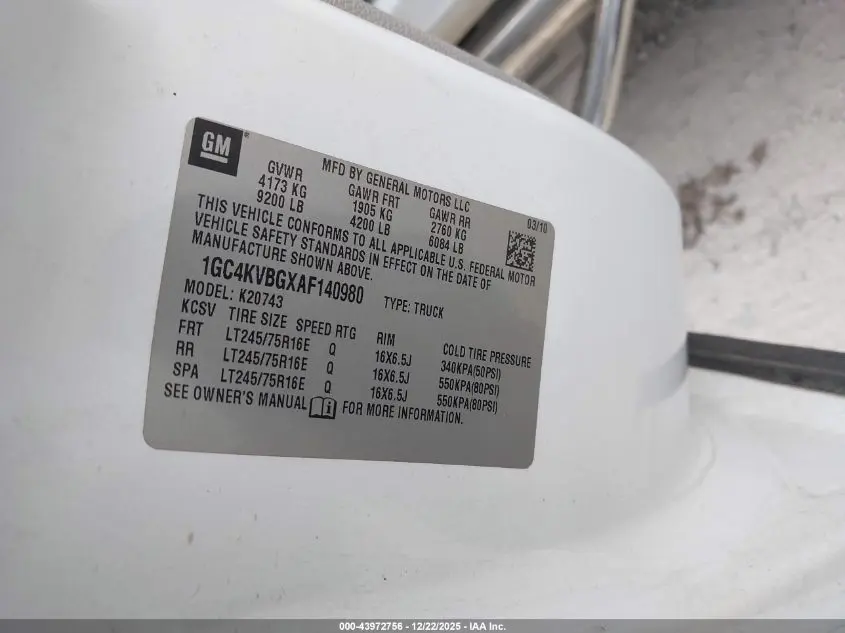 2010 CHEVROLET SILVERADO 2500HD WORK TRUCK