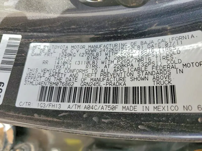 2011 TOYOTA TACOMA V6  