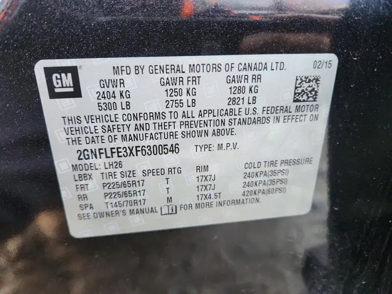 2015 CHEVROLET EQUINOX LT  