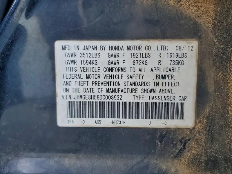 2013 HONDA FIT SPORT  