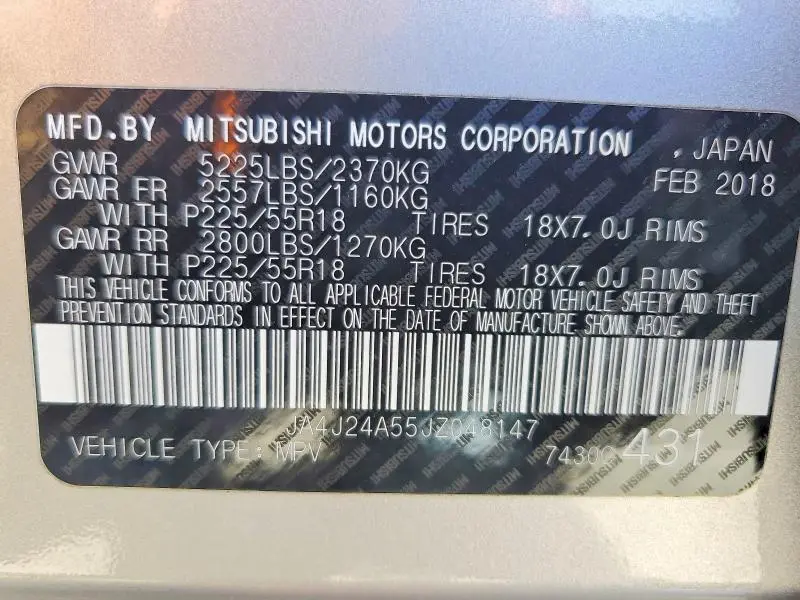 2018 MITSUBISHI OUTLANDER SE  