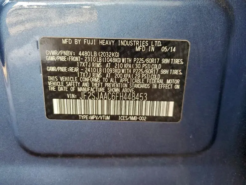 2015 SUBARU FORESTER 2.5I  