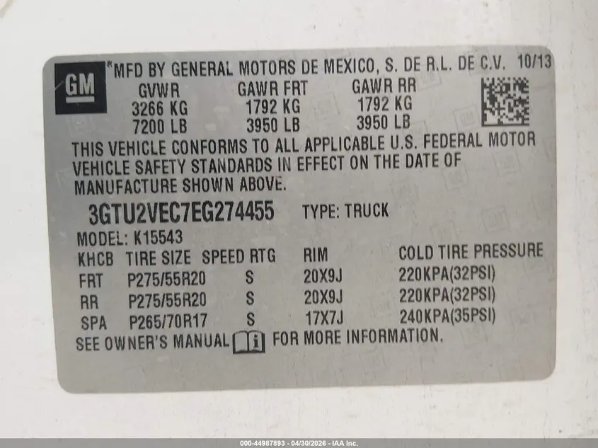2014 GMC SIERRA 1500 SLT