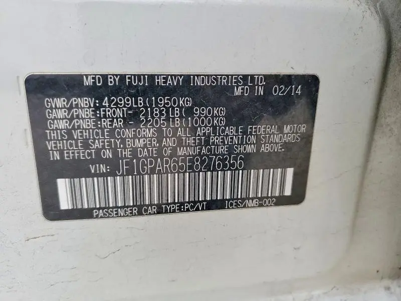 2014 SUBARU IMPREZA SPORT LIMITED  