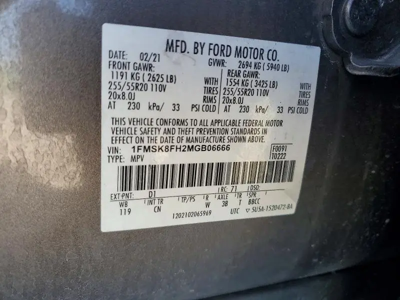 2021 FORD EXPLORER LIMITED  