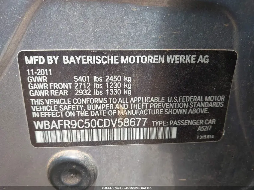 2012 BMW 550I  