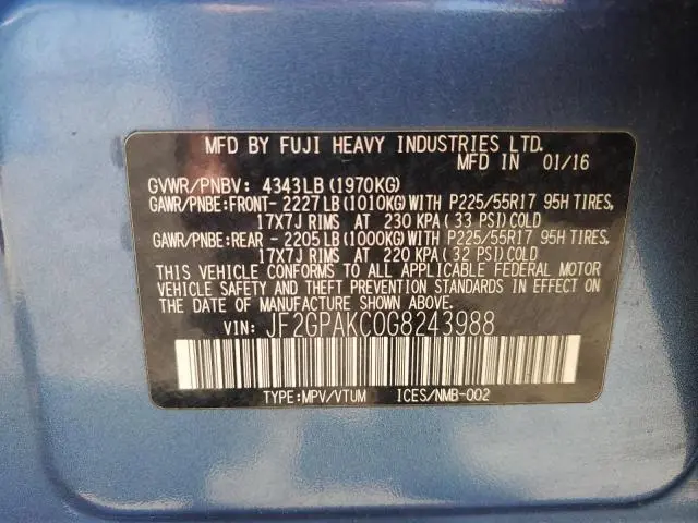 2016 SUBARU CROSSTREK LIMITED