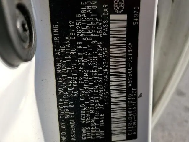 2012 TOYOTA CAMRY LE  