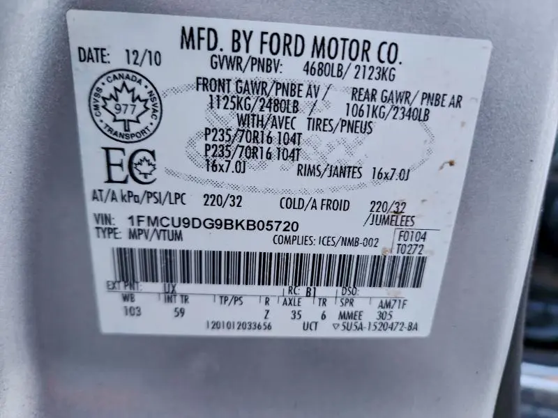 2011 FORD ESCAPE XLT  