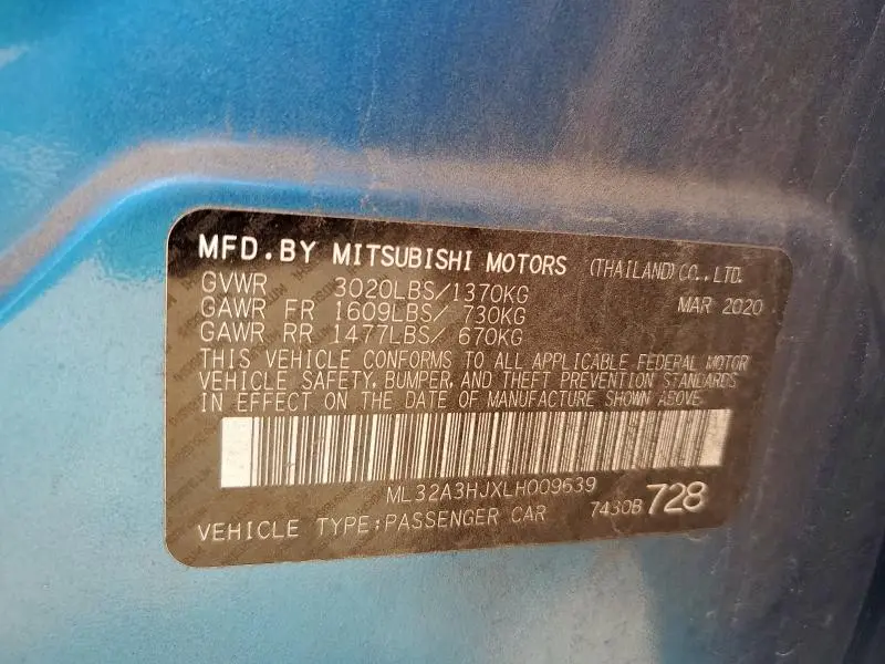 2020 MITSUBISHI MIRAGE ES  
