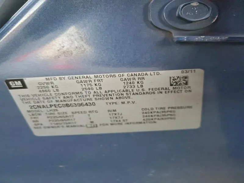 2011 CHEVROLET EQUINOX LT  