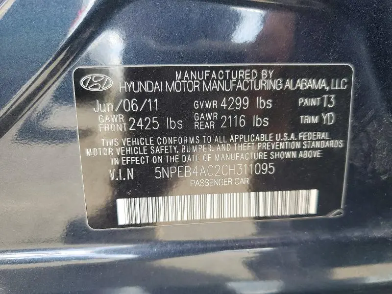 2012 HYUNDAI SONATA GLS  