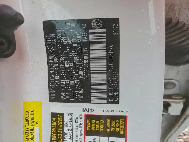 2011 TOYOTA CAMRY BASE  