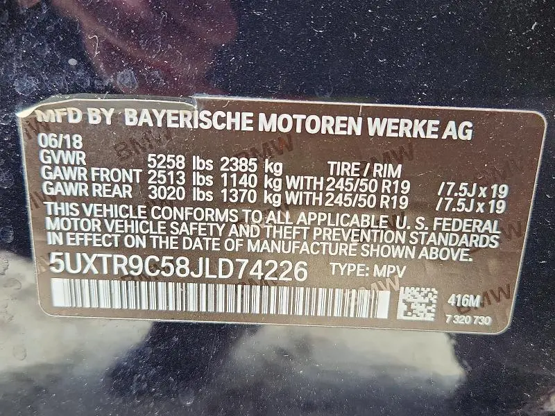 2018 BMW X3 XDRIVE30I  