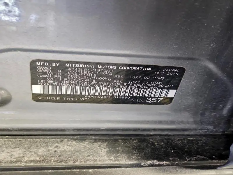 2019 MITSUBISHI OUTLANDER SPORT ES  