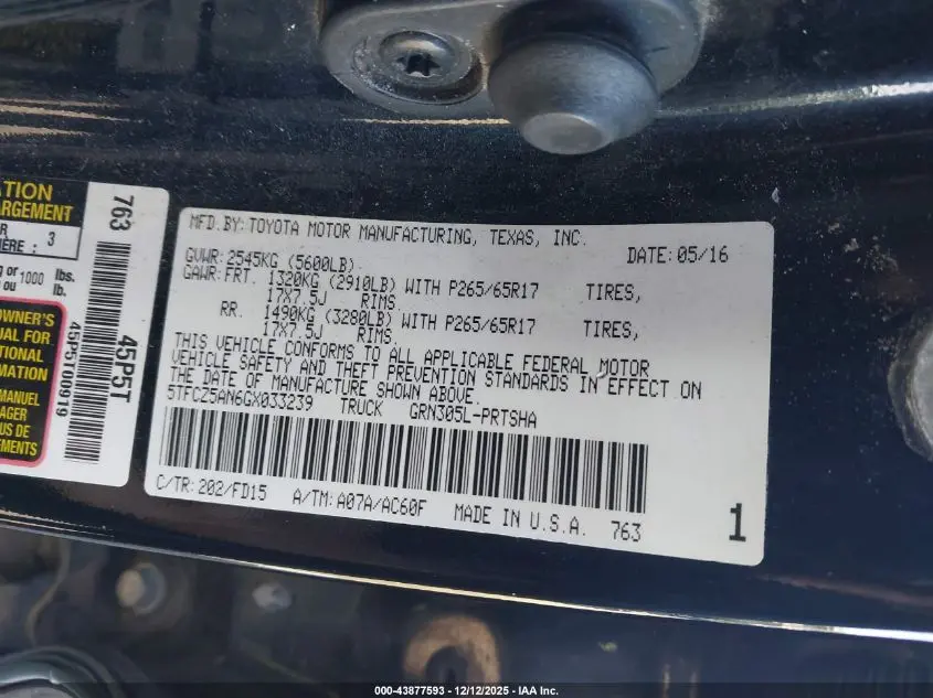 2016 TOYOTA TACOMA TRD SPORT