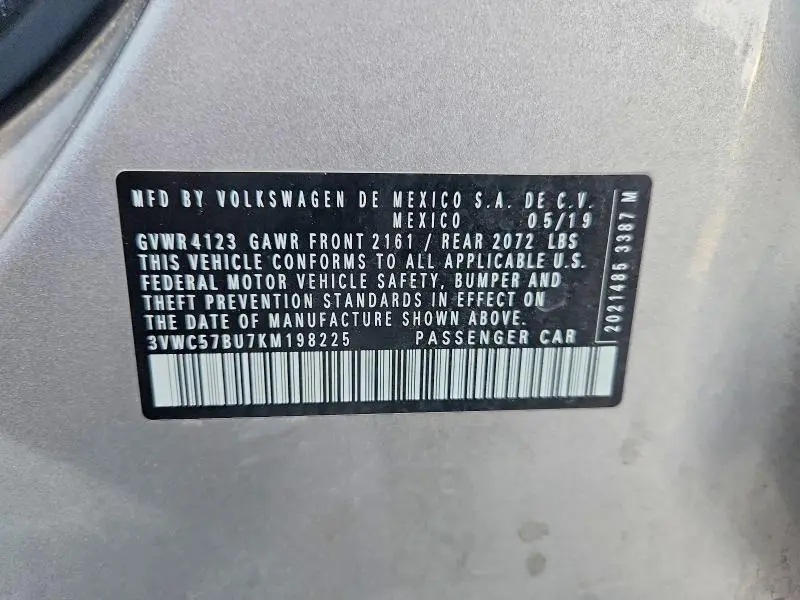 2019 VOLKSWAGEN JETTA S  