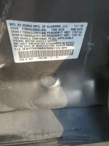 2011 HONDA PILOT EXL  