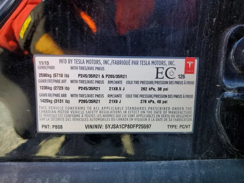 2013 TESLA MODEL S   