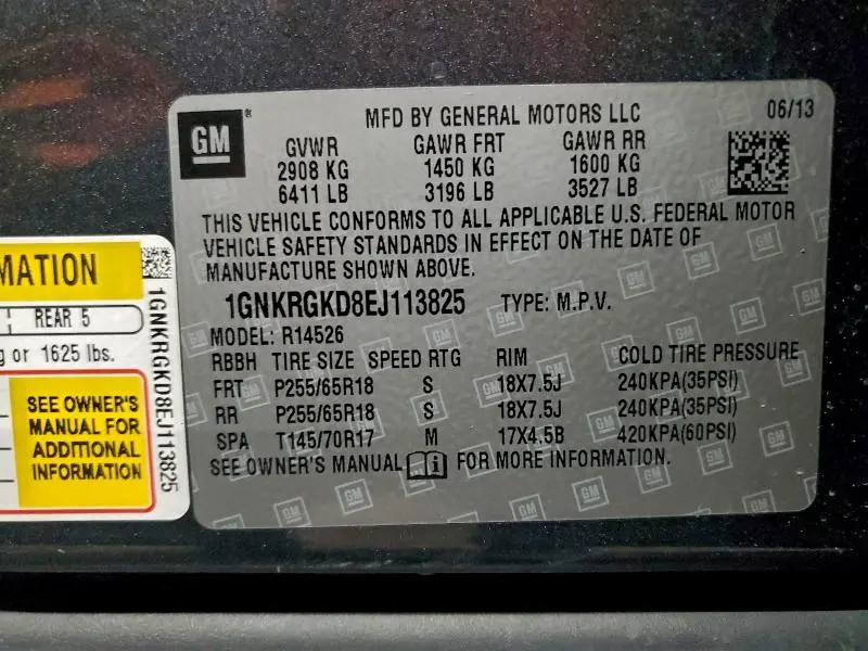 2014 CHEVROLET TRAVERSE LT  