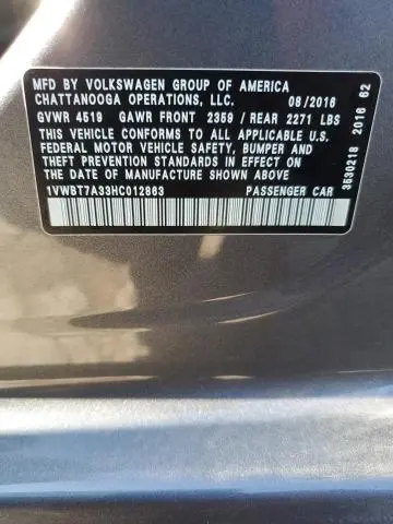 2017 VOLKSWAGEN PASSAT SE  