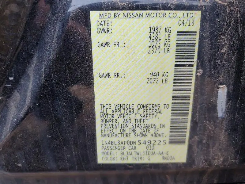 2013 NISSAN ALTIMA 3.5 S  
