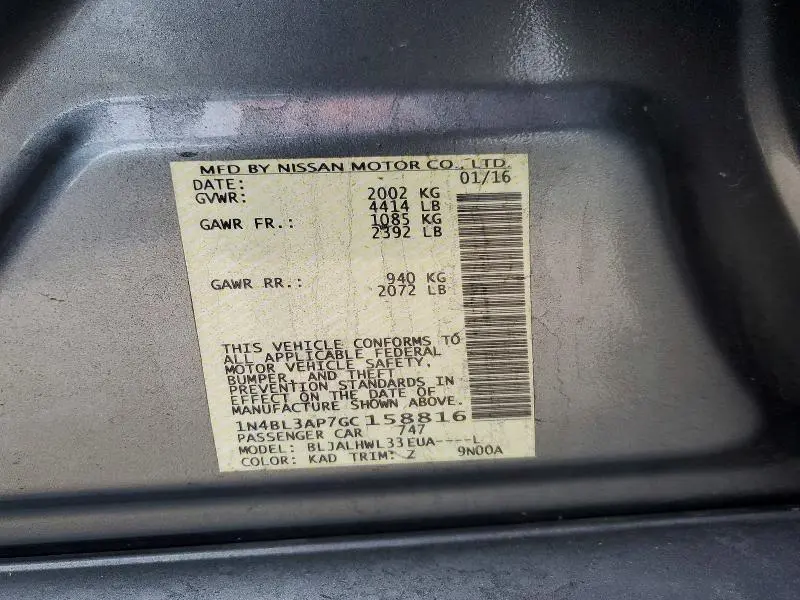 2016 NISSAN ALTIMA 3.5 SR  