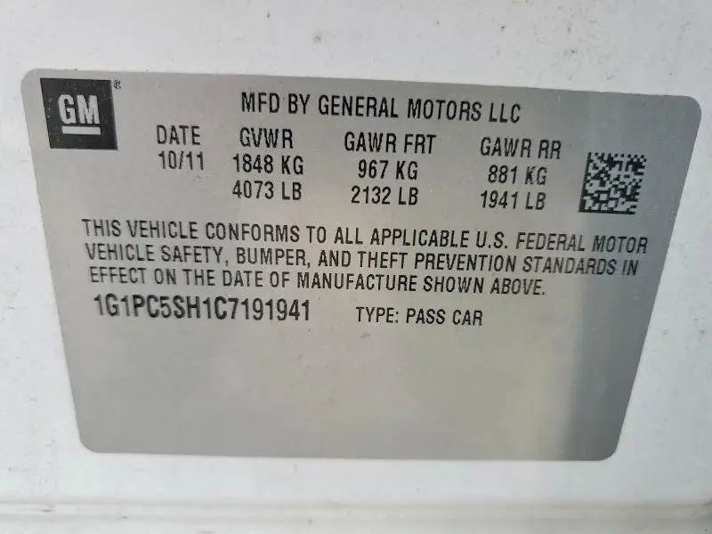 2012 CHEVROLET CRUZE LS  