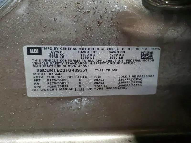 2015 CHEVROLET SILVERADO K1500 HIGH COUNTRY  