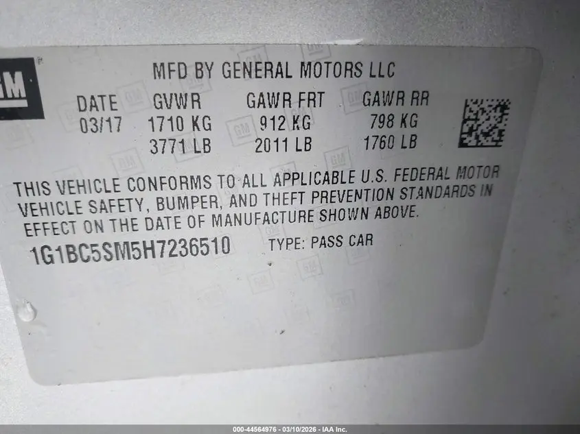 2017 CHEVROLET CRUZE LS AUTO