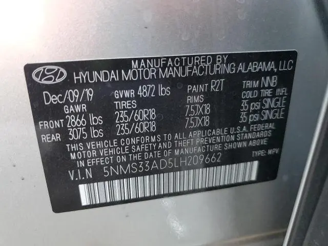 2020 HYUNDAI SANTA FE SEL  